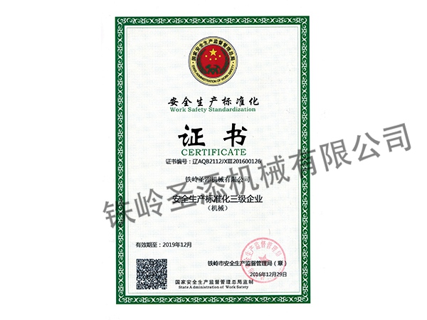 安全标准化证书